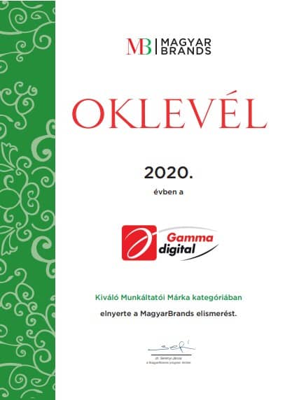 Kiváló Munkáltatói Márka a GAMMA DIGITAL